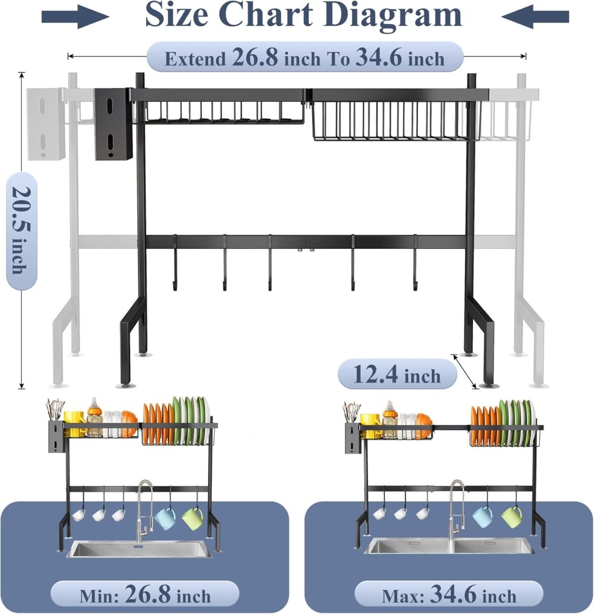 Over The Sink Dish Drying Rack, Width xiph trace product