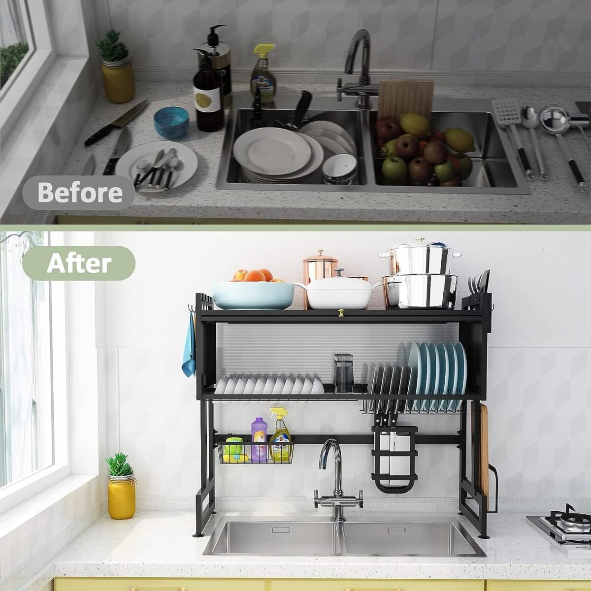 Heavy Duty Over The Sink Dish Drying, 3 Tier Metal xiph trade product